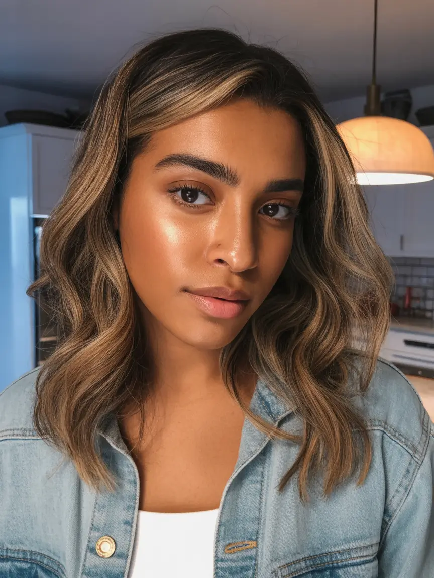 flawless spring hair color for brown skin 2026 Soft Beige Brunette With Natural Spring Lift