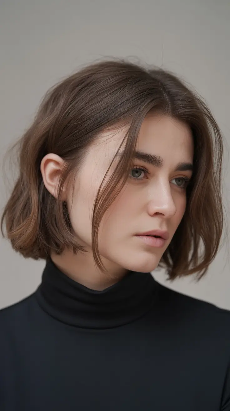 gorgeous spring hair color light skin 2026 Soft Ash Brunette Bob With Wispy Contour Ends