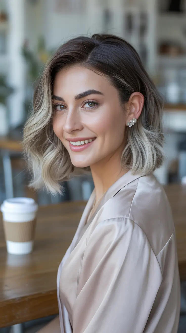 gorgeous spring hair color light skin 2026 Creamy Brunette To Pearl Blonde Bob With Soft Curls