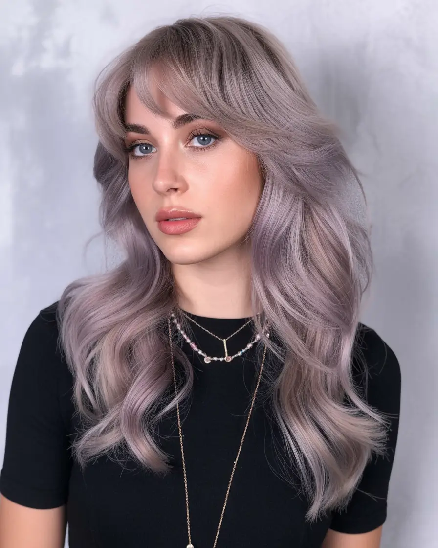 gorgeous spring hair color light skin 2026 Lavender Blonde Layers With Airy Movement