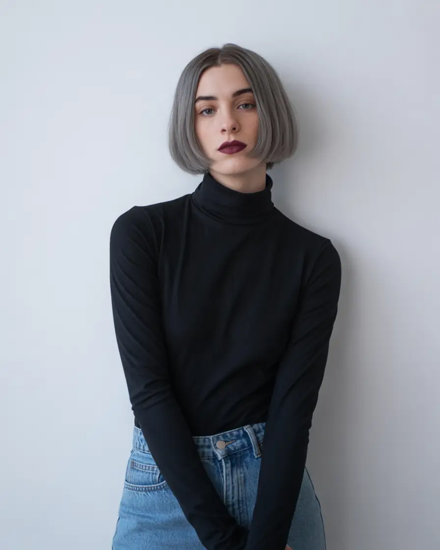 gorgeous spring hair color light skin 2026 Crisp Silver Bob With Minimalist Structure