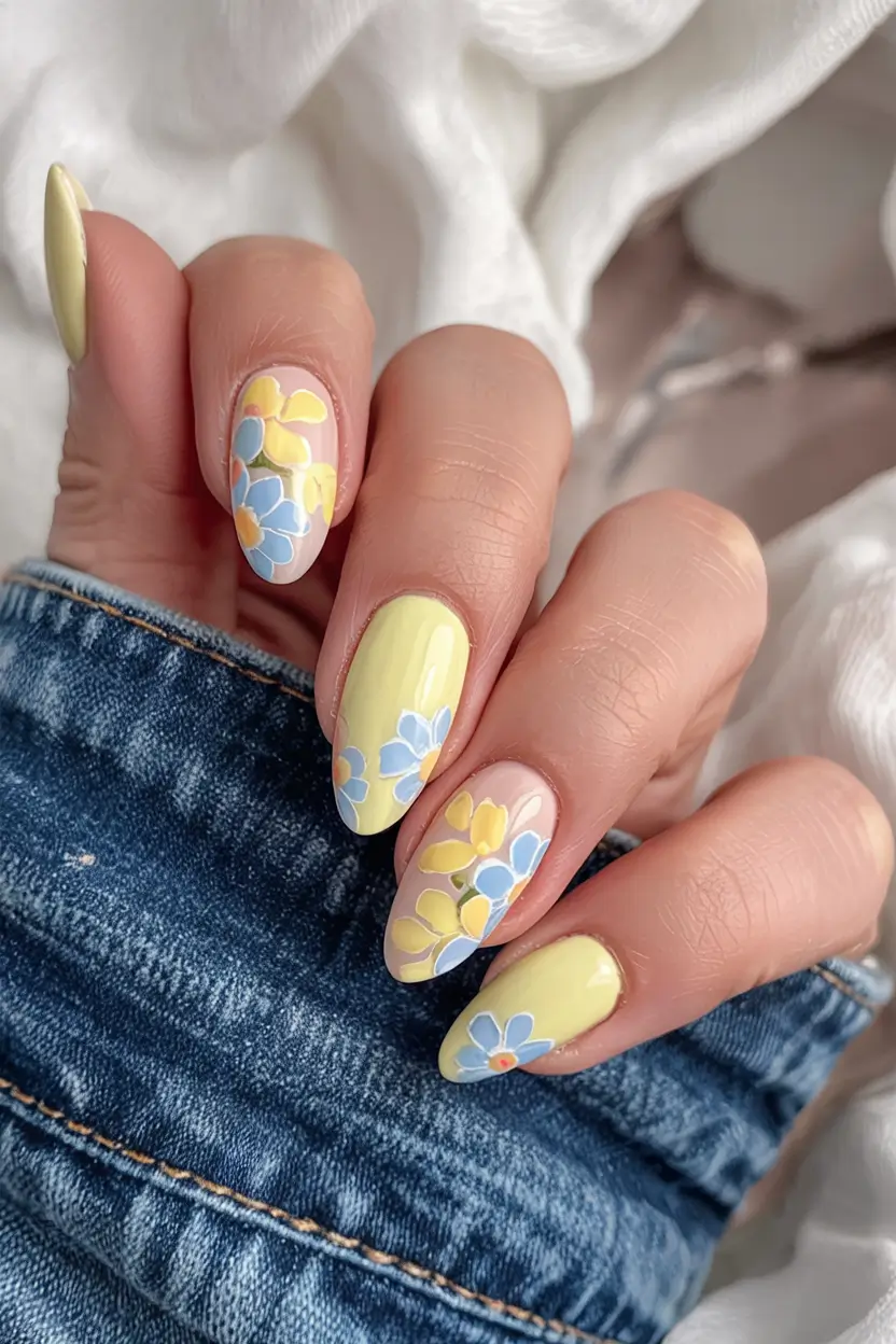 March Nail Colors - spring Ideas 2026 Pastel Garden Mix for a Cheerful Spring Burst