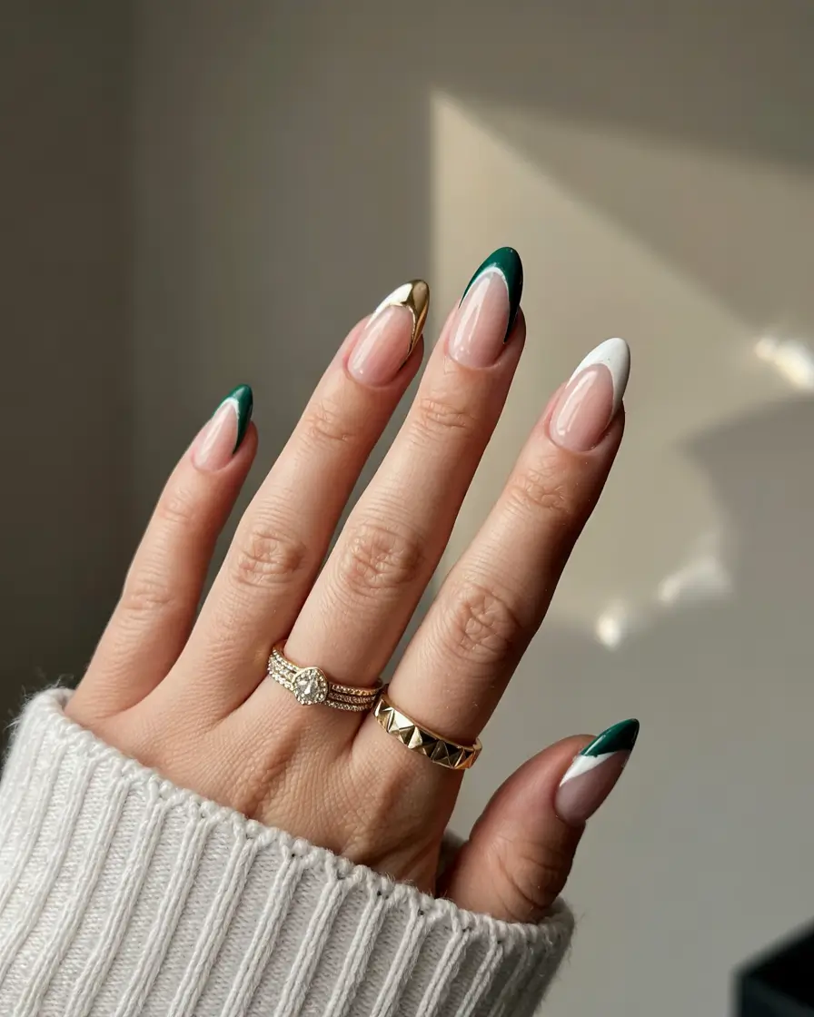 March Nail Colors - spring Ideas 2026 Forest Edge French for a Modern Spring Twist