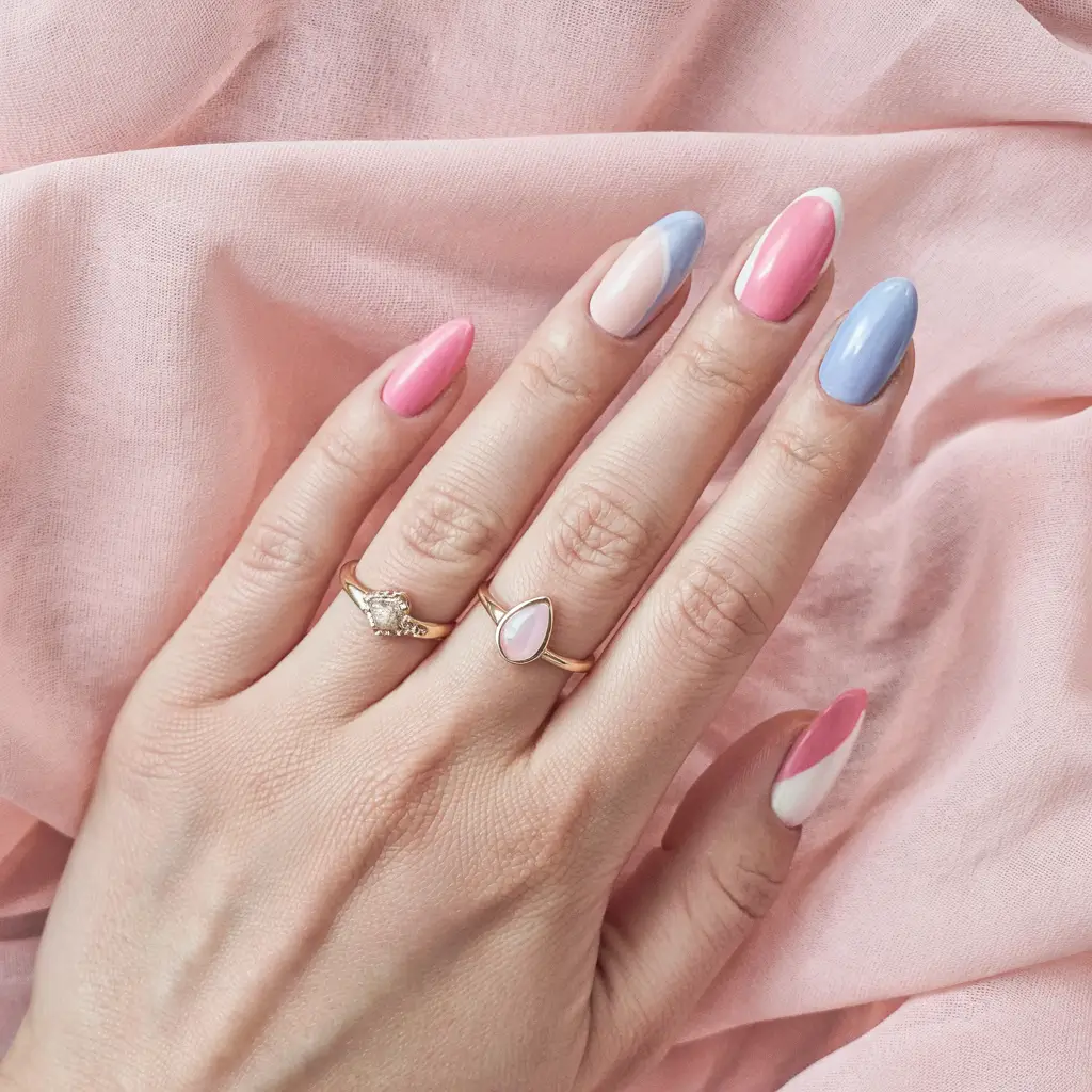 March Nail Colors - spring Ideas 2026 Pastel Candy Waves for Soft March Mornings