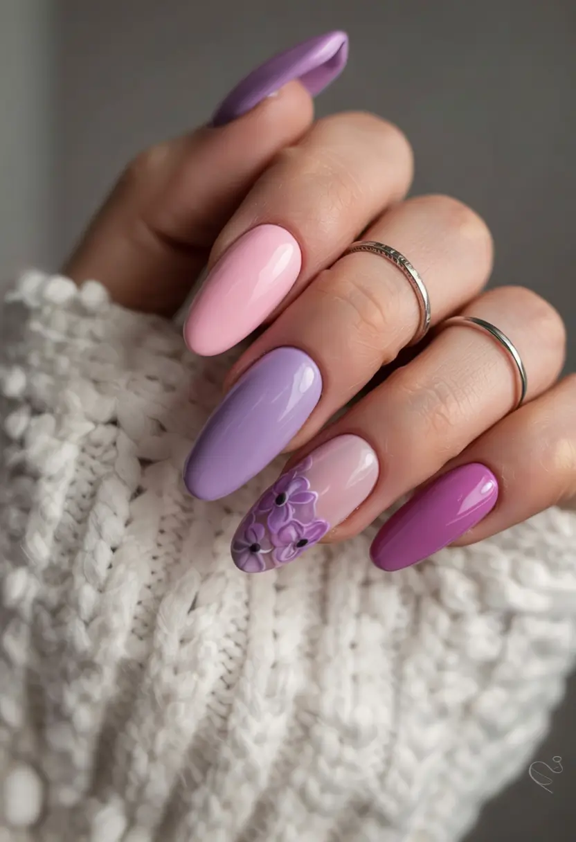 March Nail Colors - spring Ideas 2026 Soft Lavender Blooms for a Romantic Spring Touch