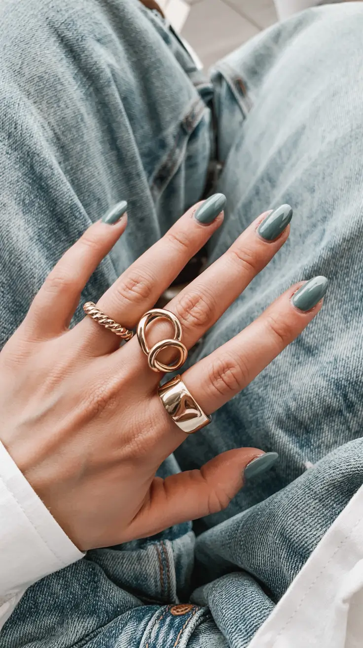 March Nails - Spring Ideas 2026 Misty Green Minimalism for Easy Spring Days