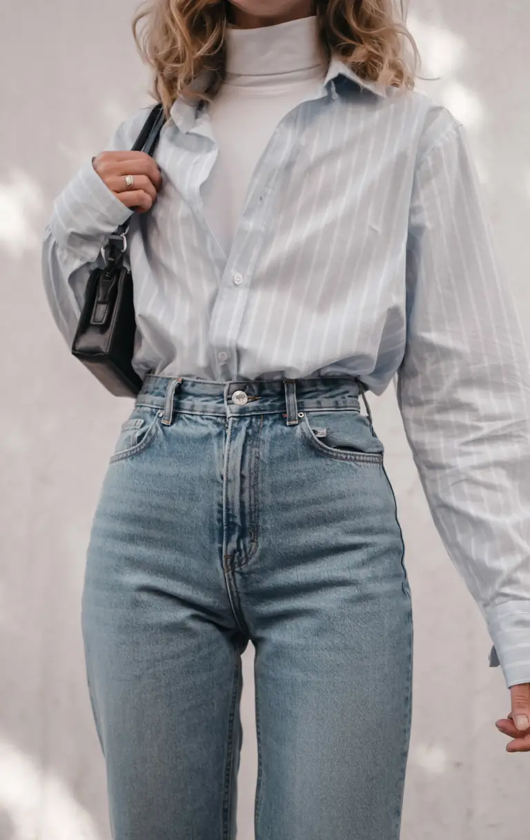 March Outfits - spring Ideas 2026 Classic Blue Shirt and Denim with Spring Simplicity