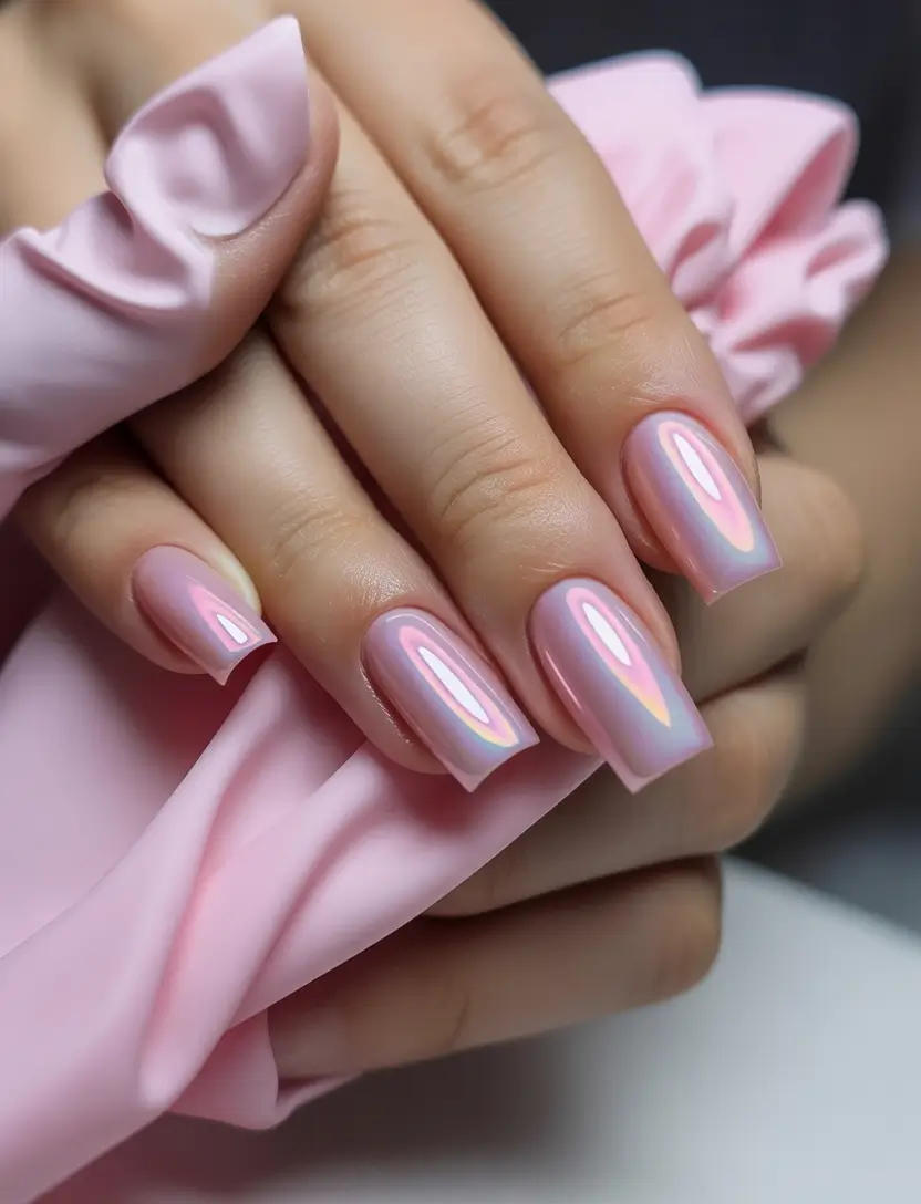 modern spring nail colors 2026 Pink Pearl Aura Shine