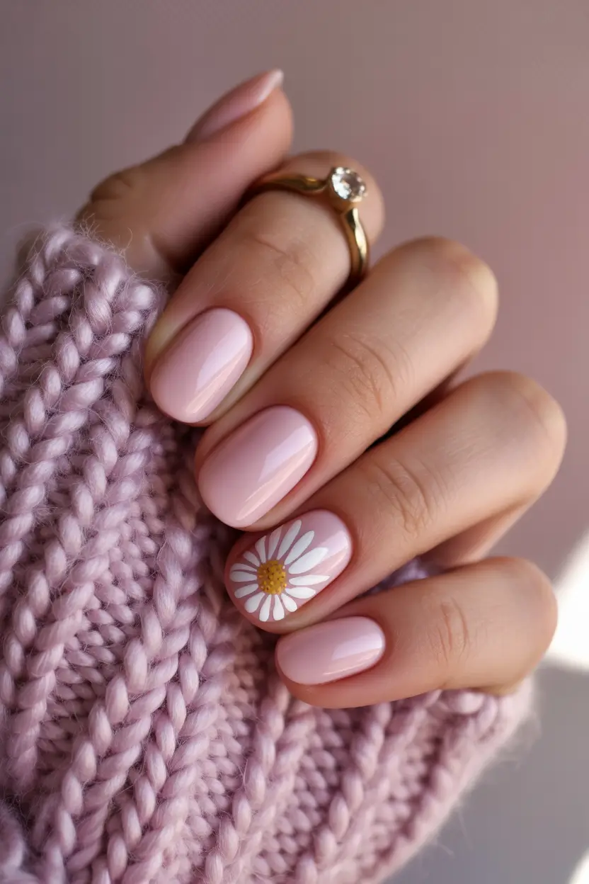 modern spring nail colors 2026 Daisy Bloom Short Pink Charm