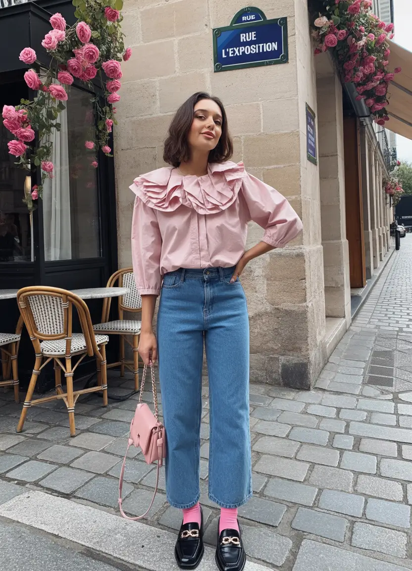 modern spring transition outfits 2026 style Romantic Ruffles with a Sweet Spring Balance