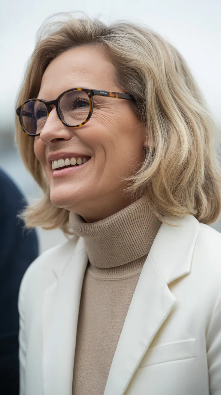 natural spring haircuts for women over 60 2026 Medium Length Bob With Glasses Friendly Shape