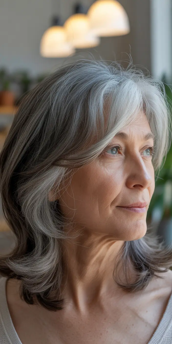 natural spring haircuts for women over 60 2026 Layered Shoulder Length Cut With Face Framing Flow