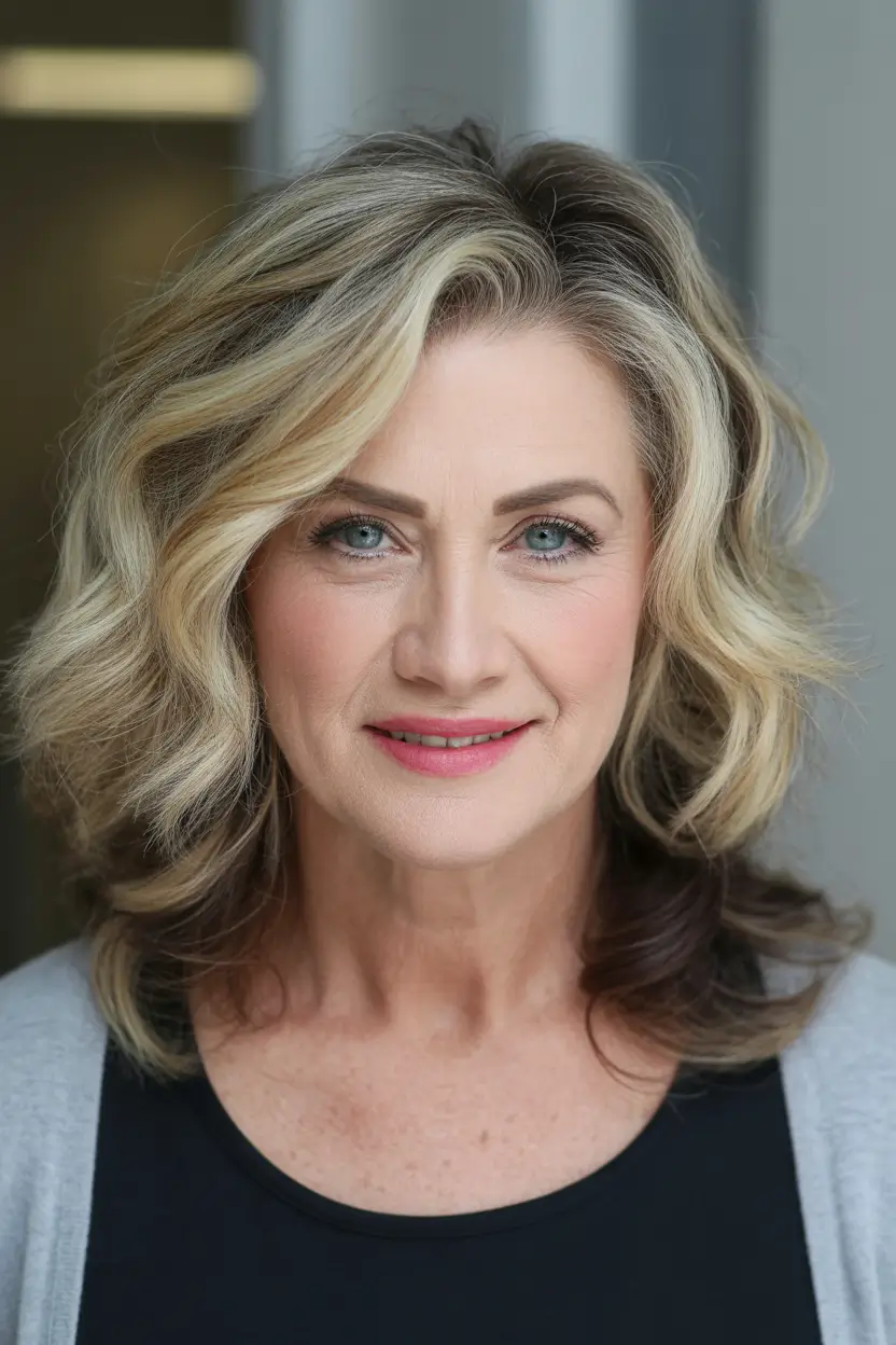 natural spring haircuts for women over 60 2026 Soft Medium Shag With Modern Curtain Bangs