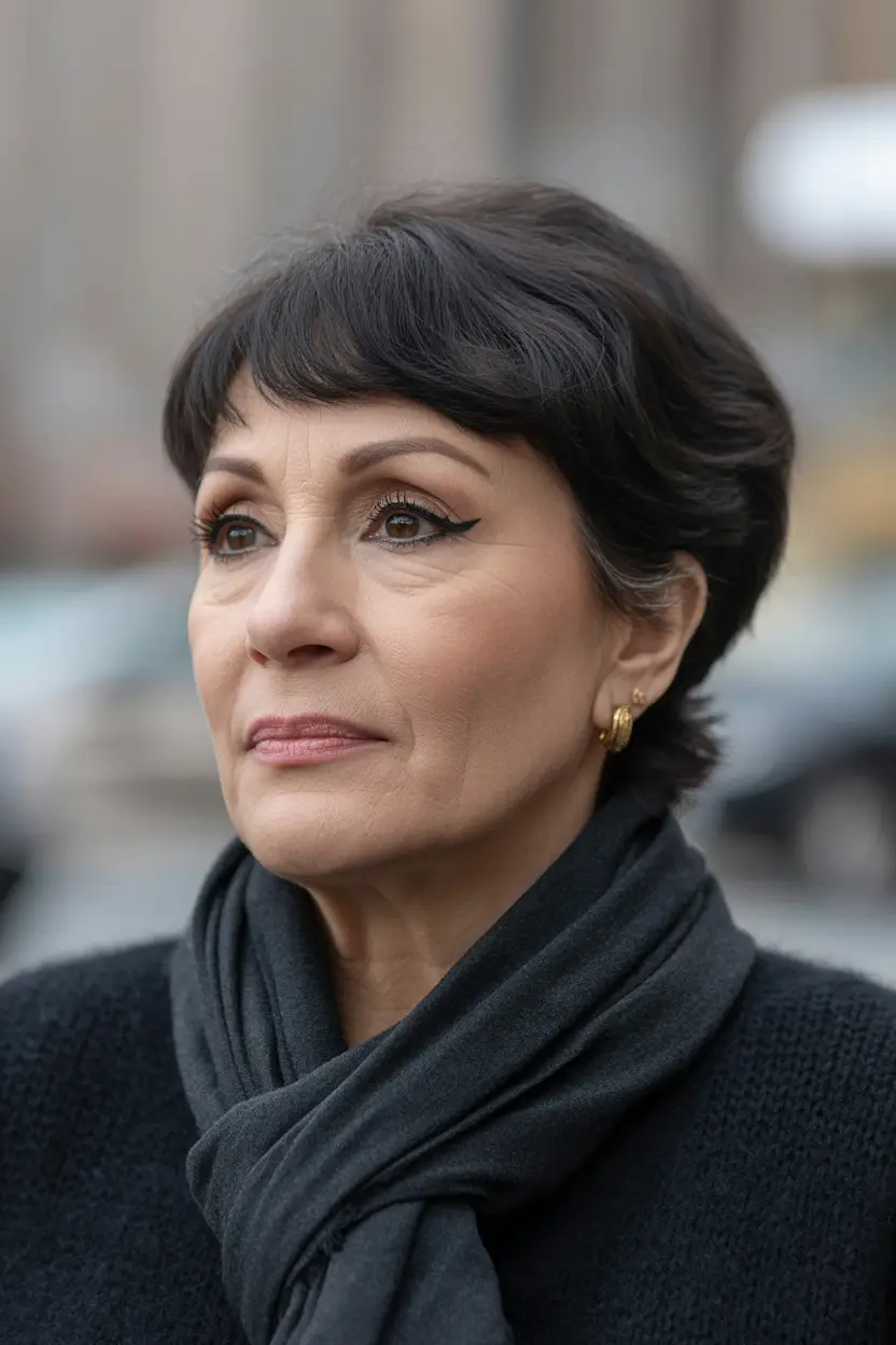 natural spring haircuts for women over 60 2026 Classic Short Shag With Soft Micro Bangs