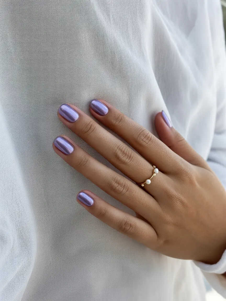 playful spring nail inspo 2026 Lavender Pearl Short Bloom