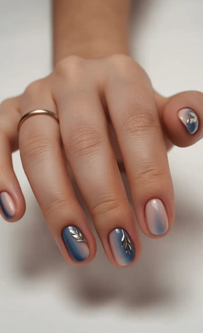 playful spring nail inspo 2026 Blue Mist Leaf Harmony