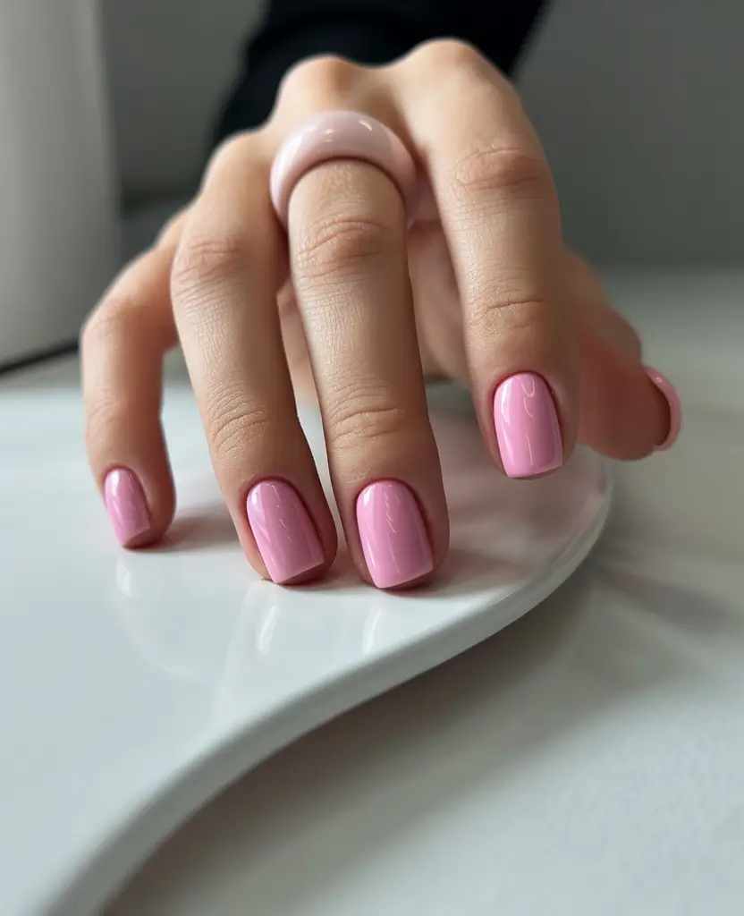 playful spring nail inspo 2026 Pink Gloss Short Sweetness