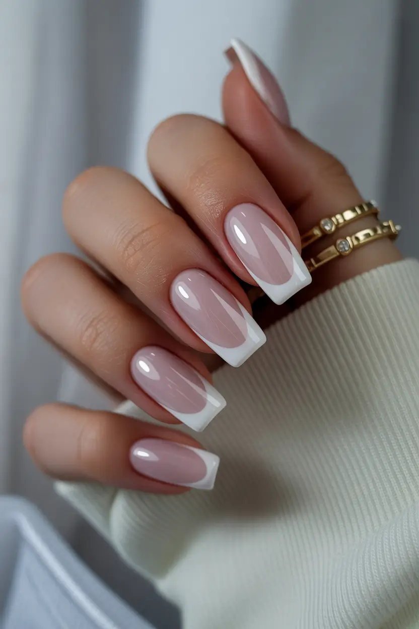 playful spring nail inspo 2026 Classic Square French Clarity