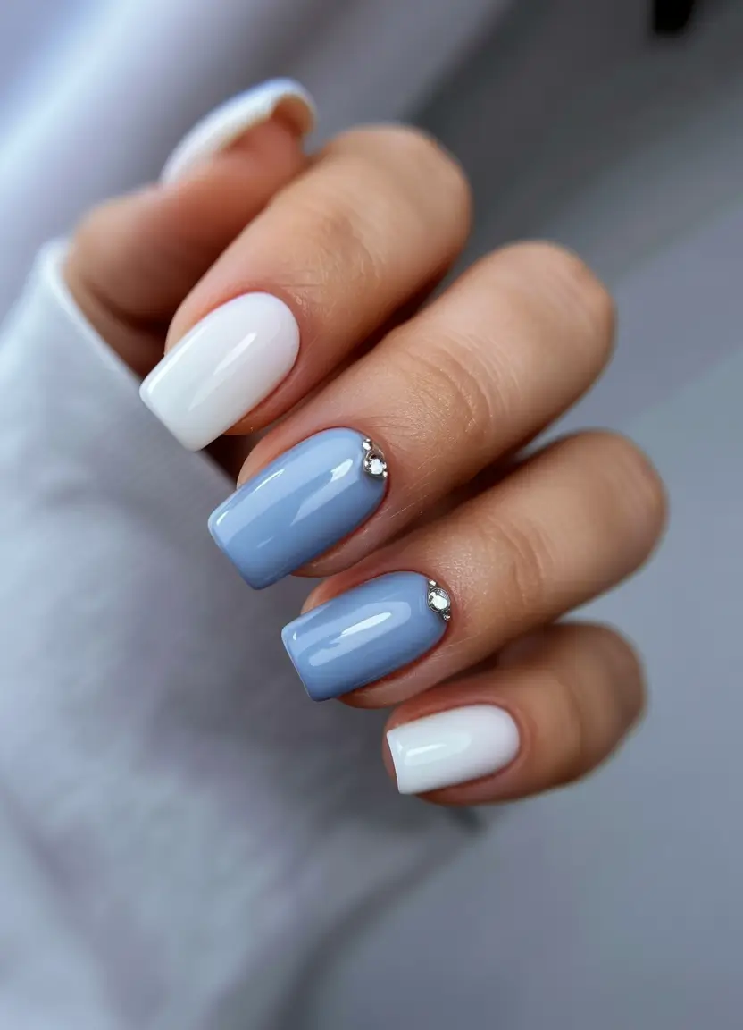 playful spring nail inspo 2026 Sky Fade Square Radiance