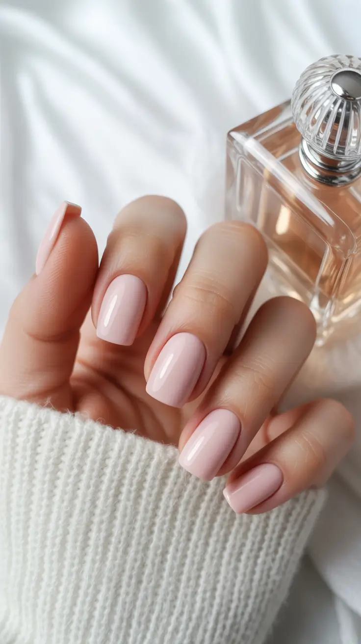 pretty spring nails square ideas 2026 Soft Milky Pink Short Square Gloss