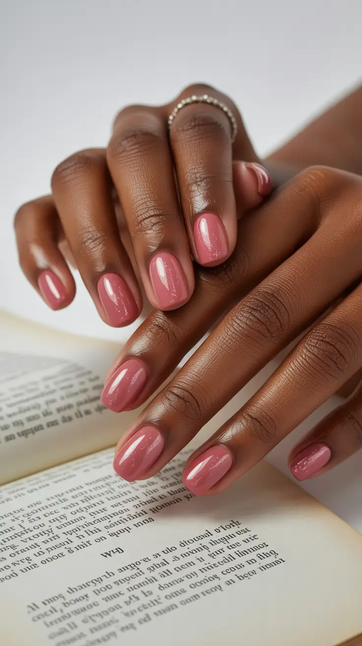 pretty spring nails square ideas 2026 Glossy Rosy Mauve Medium Square