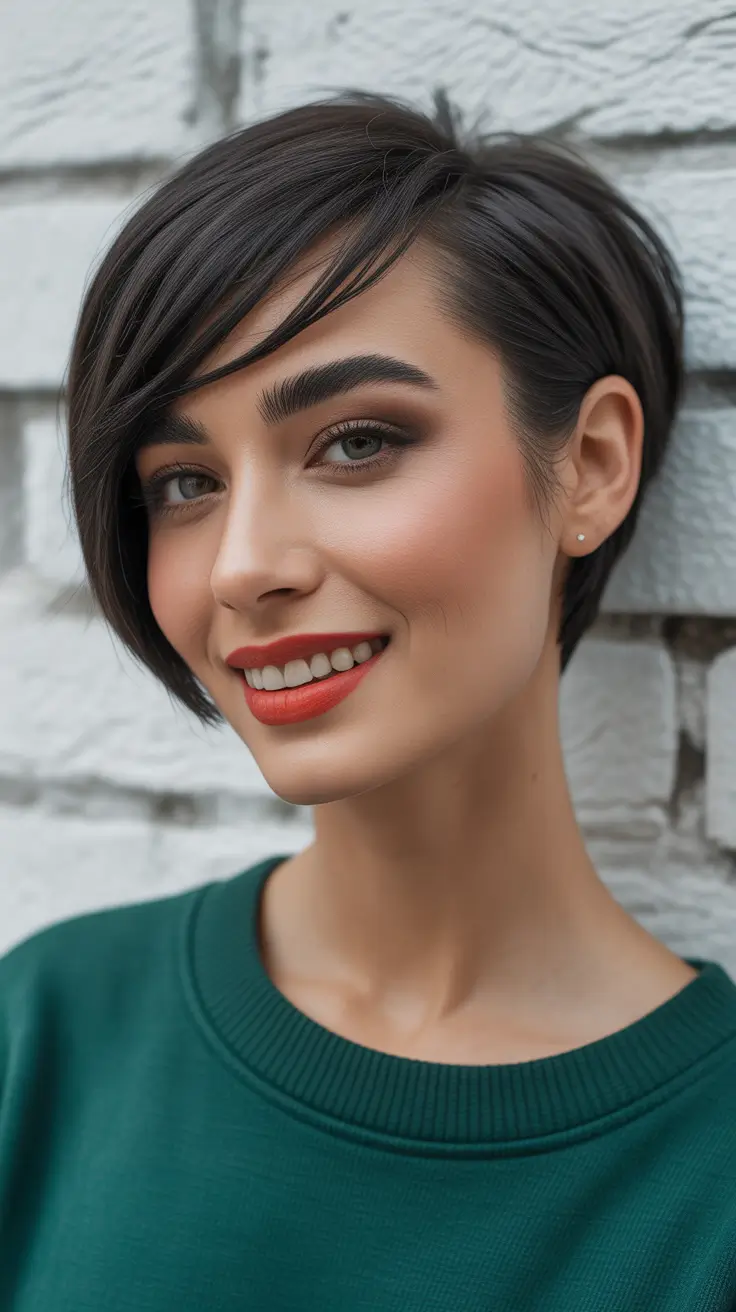 pretty spring pixie 2026 Dark Espresso Pixie With Soft Sweeping Fringe