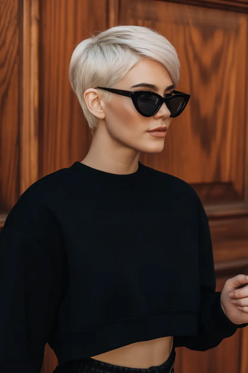 pretty spring pixie 2026 Platinum Sleek Pixie With Minimalist Edge
