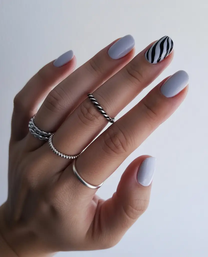 sophisticated bright spring nails 2026 gray zebra square manicure