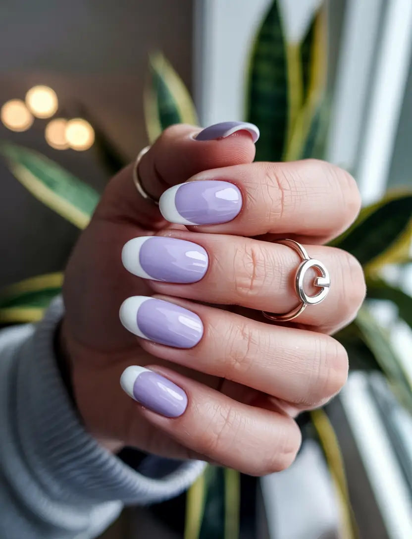 sophisticated trendy spring nails 2026 Lavender French Curve With Soft Spring Elegance