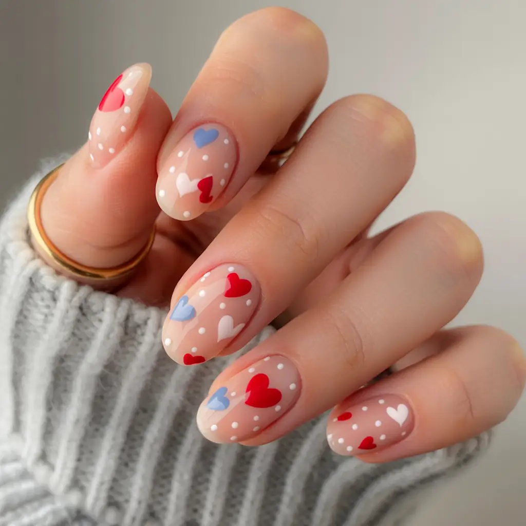 spring nail design 2026 Soft Hearts With A Spring Whisper