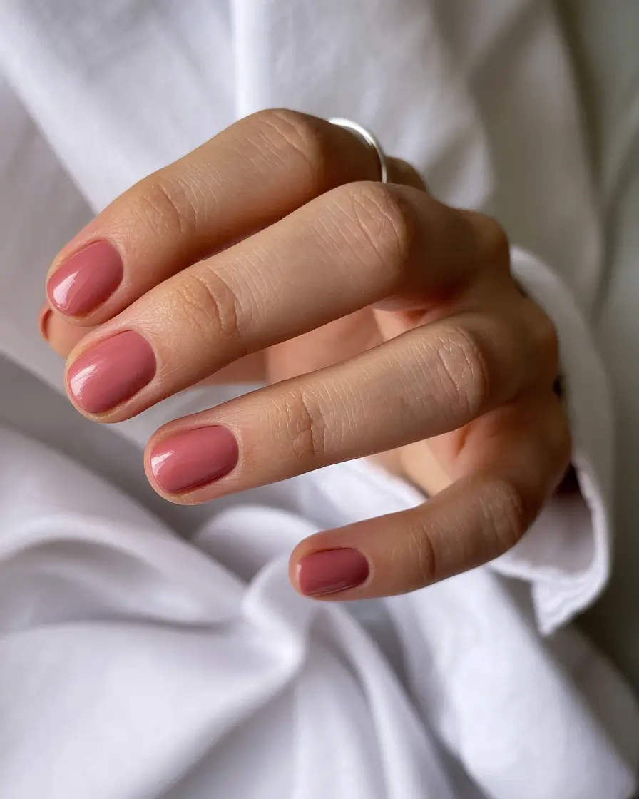 spring nail design 2026 Warm Blush Simplicity For Early Spring Days