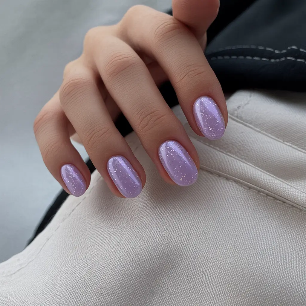 spring nail design 2026 Lavender Stardust Shine