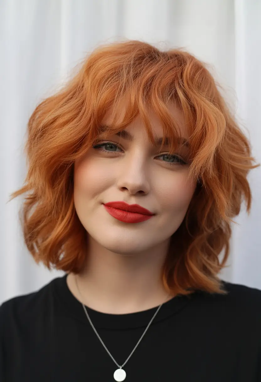 stylish spring mullet haircut for woman 2026 Fiery Copper Shaggy Medium Mullet