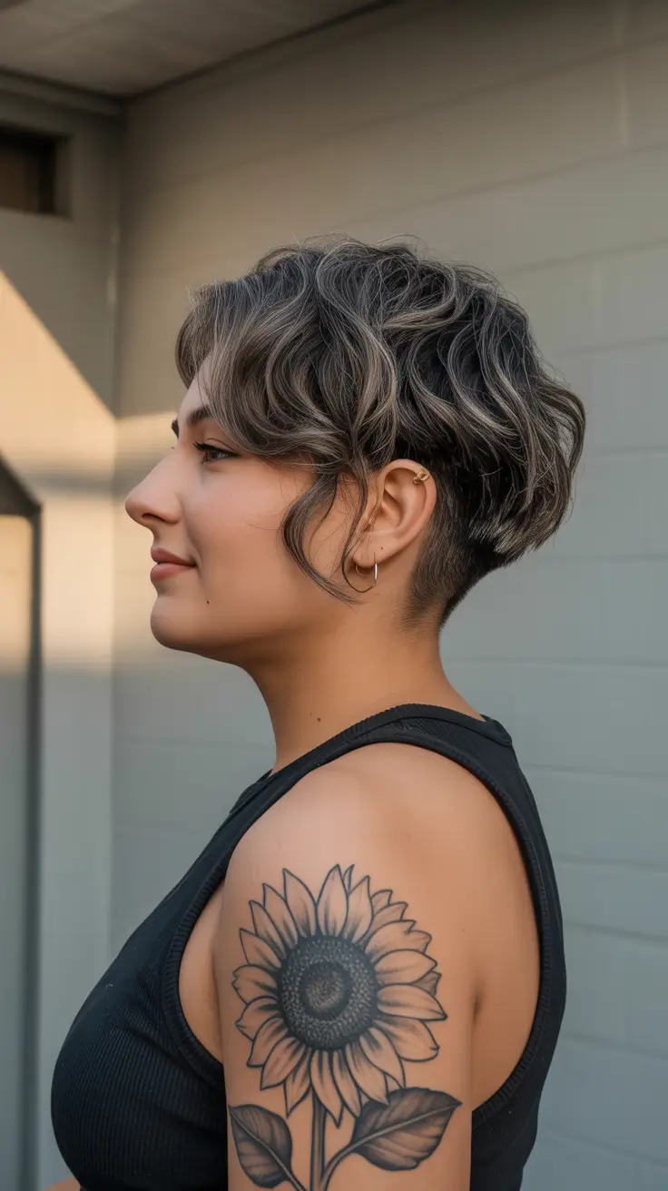stylish spring mullet haircut for woman 2026 Undercut Curly Pixie Mullet with Sculpted Volume