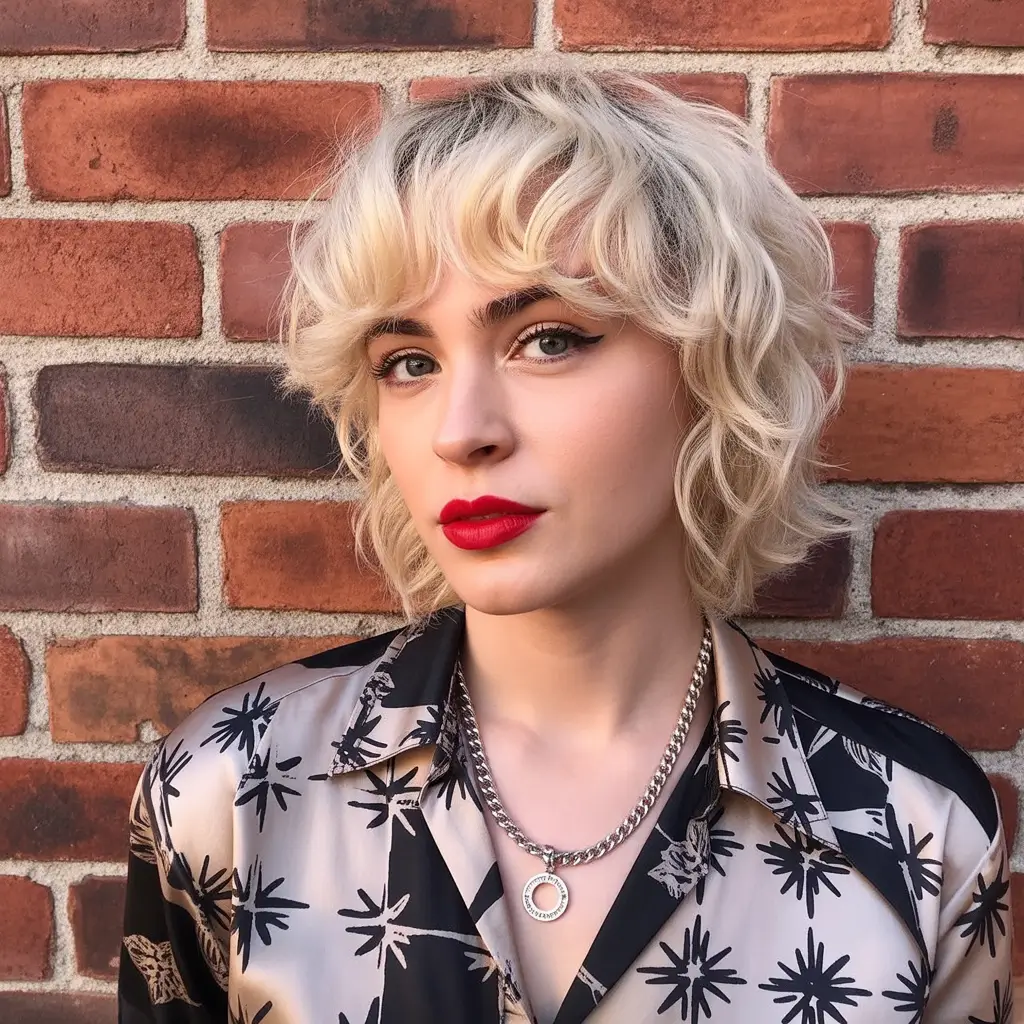 stylish spring mullet haircut for woman 2026 Curly Shaggy Blonde Mullet with Fairy Volume