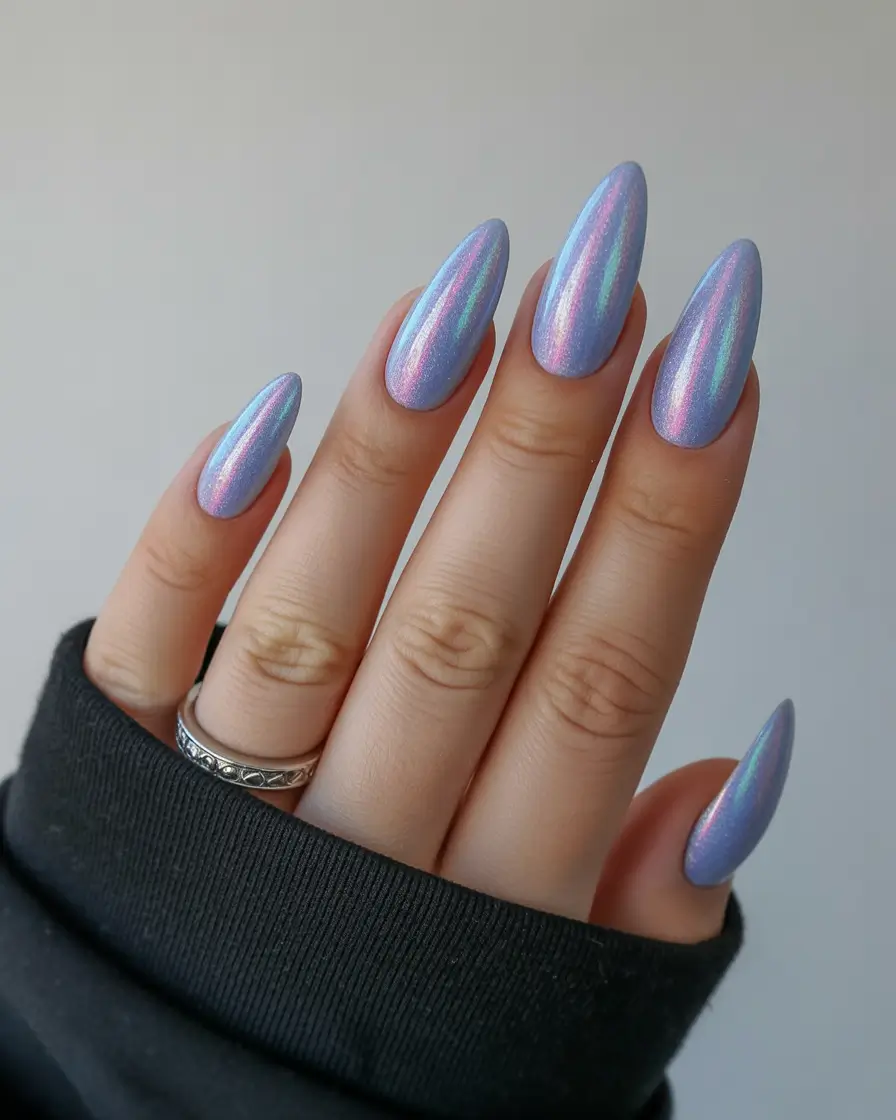 summer spring break nails 2026 Iridescent Lilac Chrome for Dreamy Spring Break Vibes