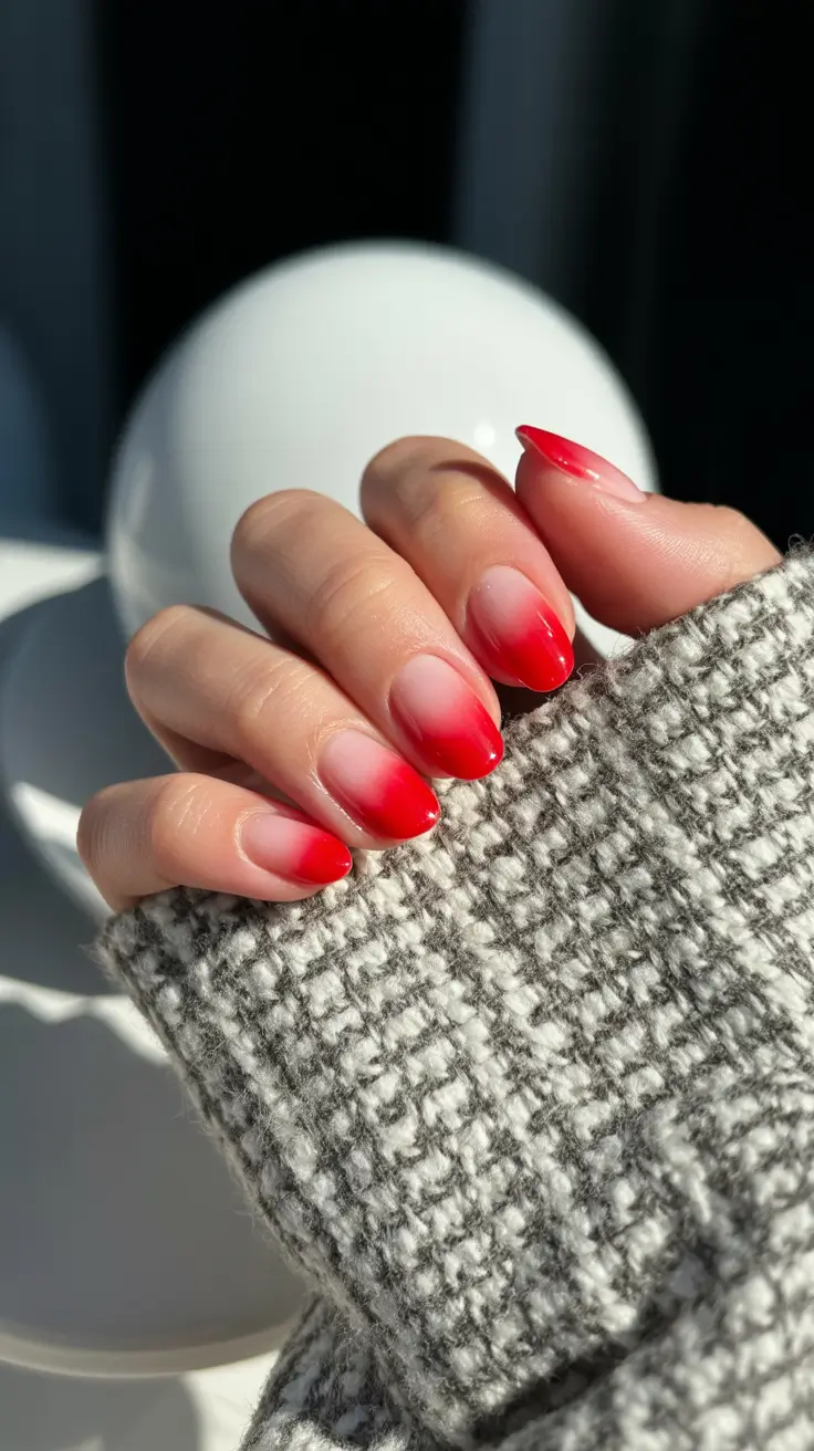 summer spring break nails 2026 Red Sunset Ombre Nails for a Fiery Spring Break Moment