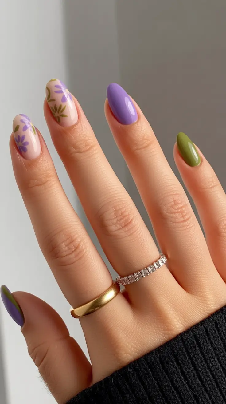 summer spring break nails 2026 Floral Meadow Nails with Soft Spring Shades