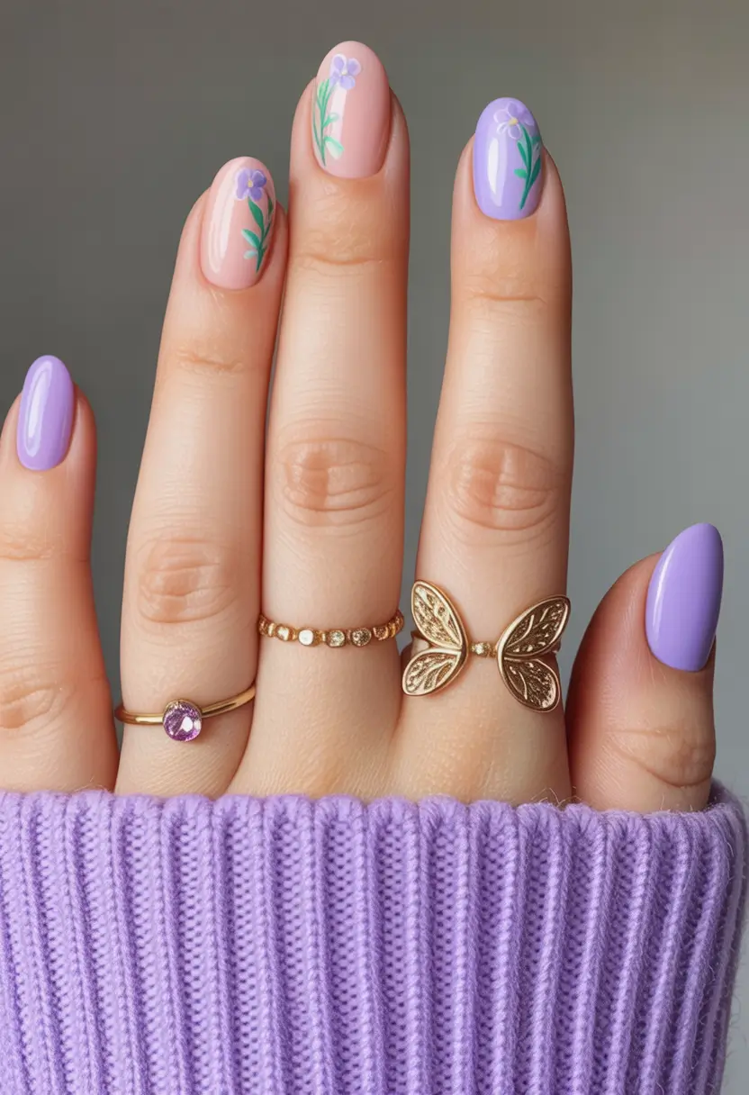 summer spring break nails 2026 Lavender Garden Nails for a Fresh Spring Story