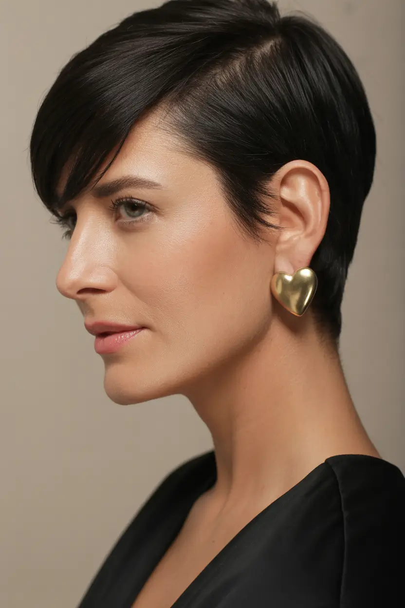 trendy spring haircuts for women over 40 2026 Edgy Short Pixie with Side Swept Fringe
