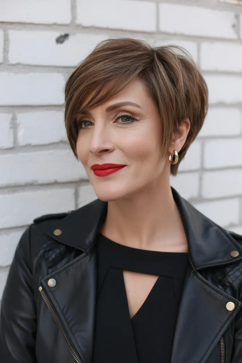 trendy spring haircuts for women over 40 2026 Textured Modern Short Crop with Volume