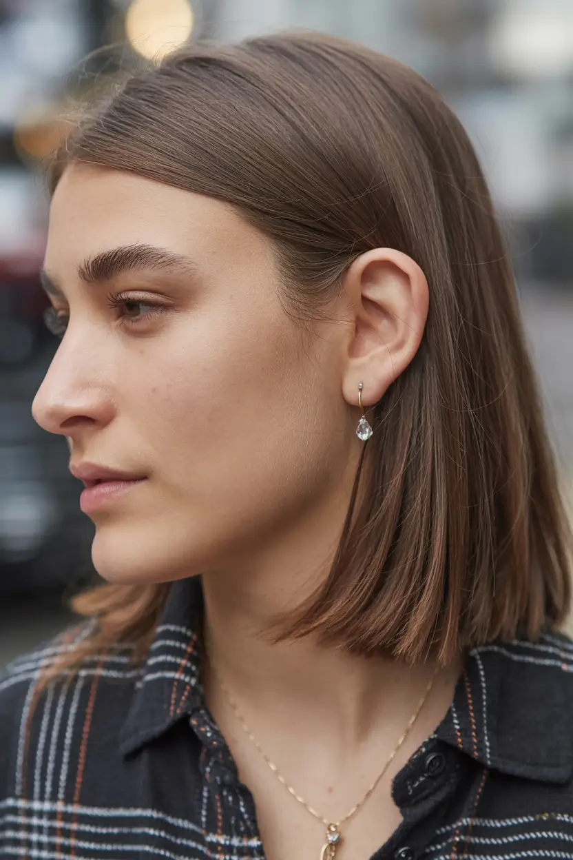 vibrant spring brown hair color 2026 Polished short brunette with a minimalist spring mood