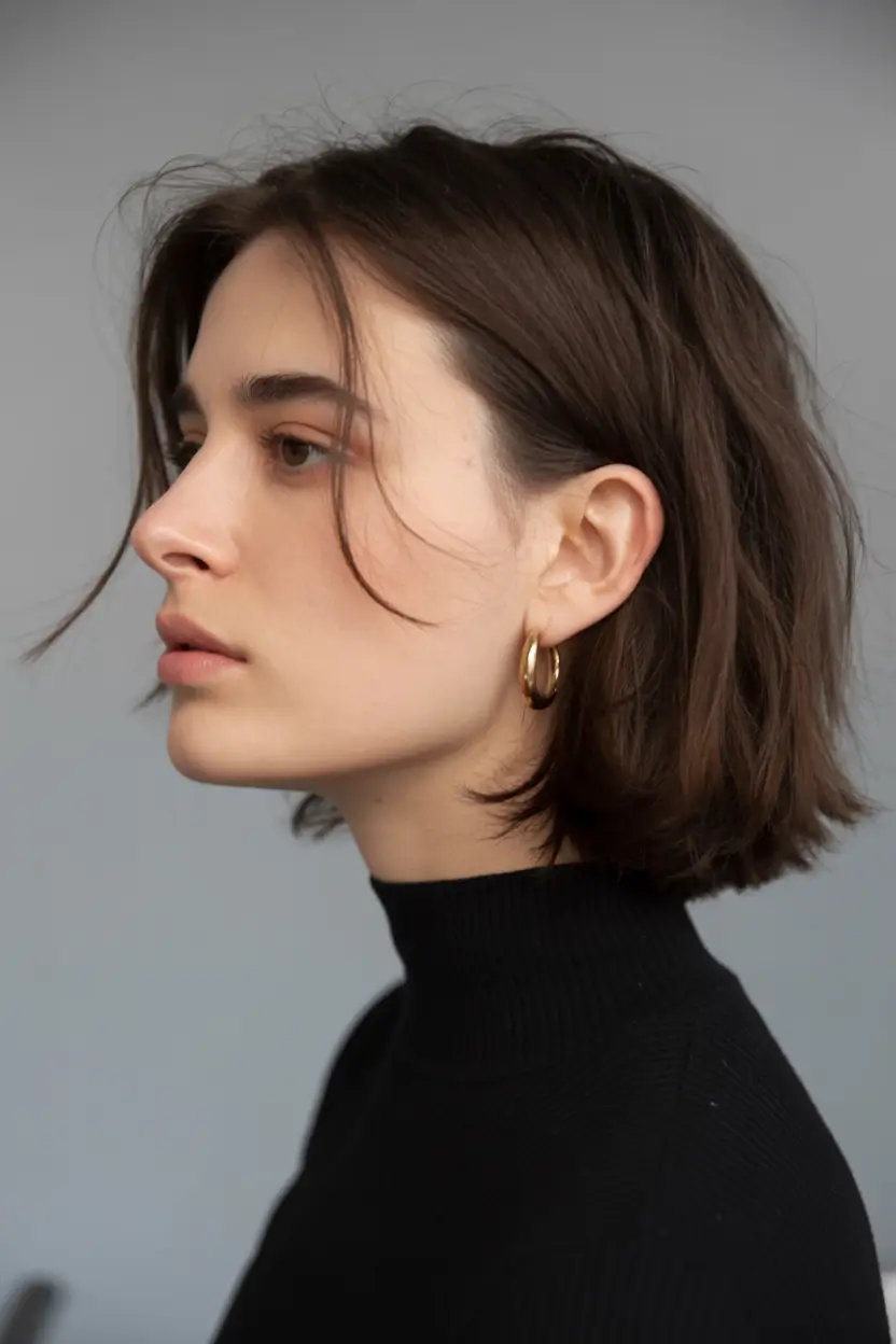 vibrant spring brown hair color 2026 Soft textured brunette bob with quiet spring elegance