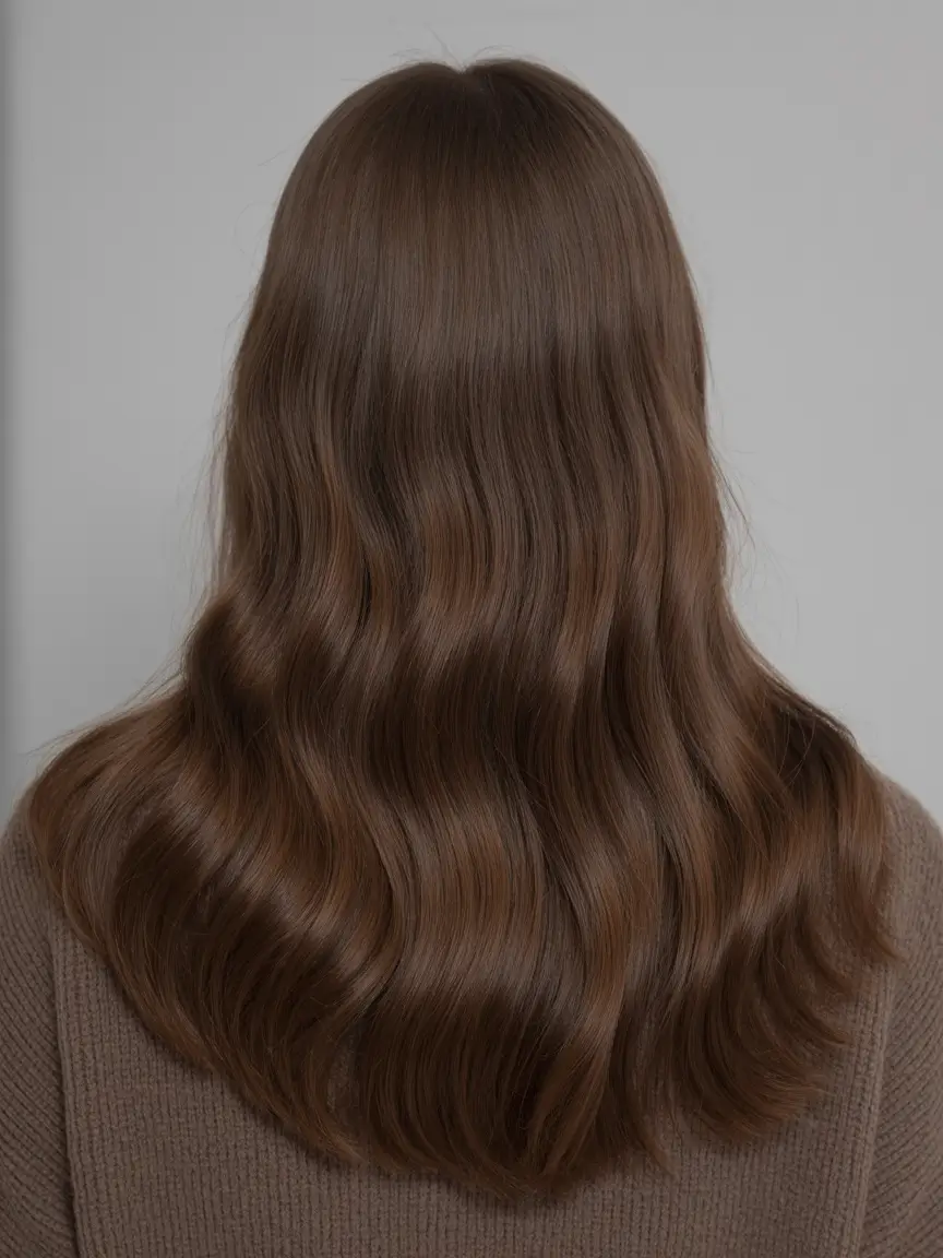 vibrant spring brown hair color 2026 Classic chocolate brown waves with silky spring softness