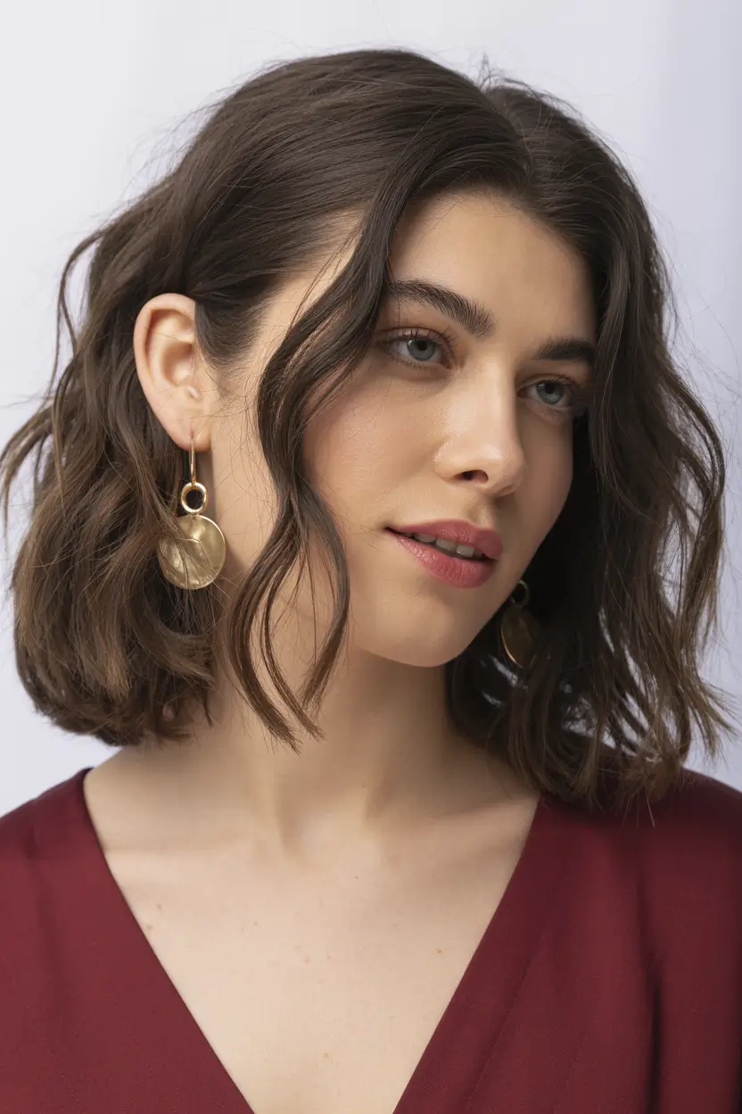 vibrant spring brown hair color 2026 Soft textured short brunette with spring movement