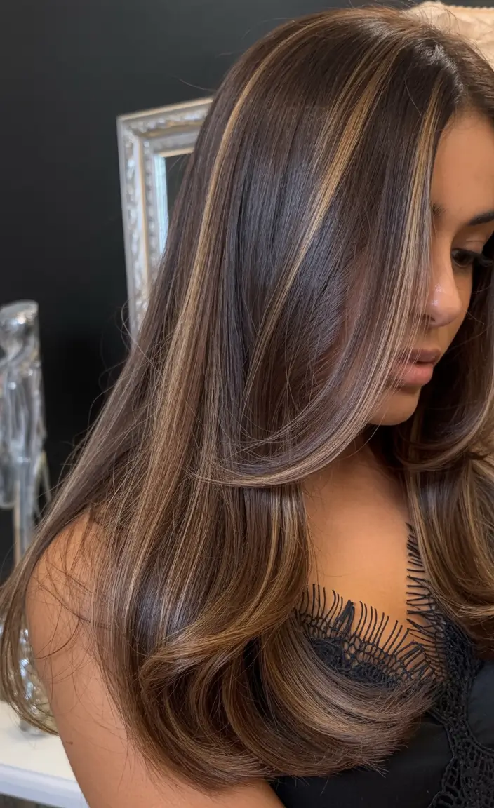 vibrant spring brown hair color 2026 Honey bronze brunette with sleek spring shine