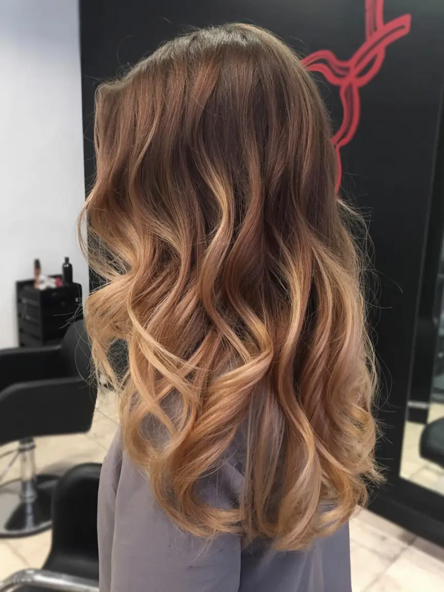 vibrant spring brown hair color 2026 Warm honey bronze waves with a spring glow