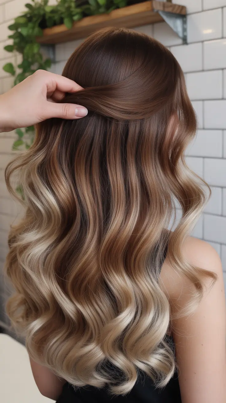 vibrant spring brunette hair color 2026 Soft gradient brunette melting into champagne ends