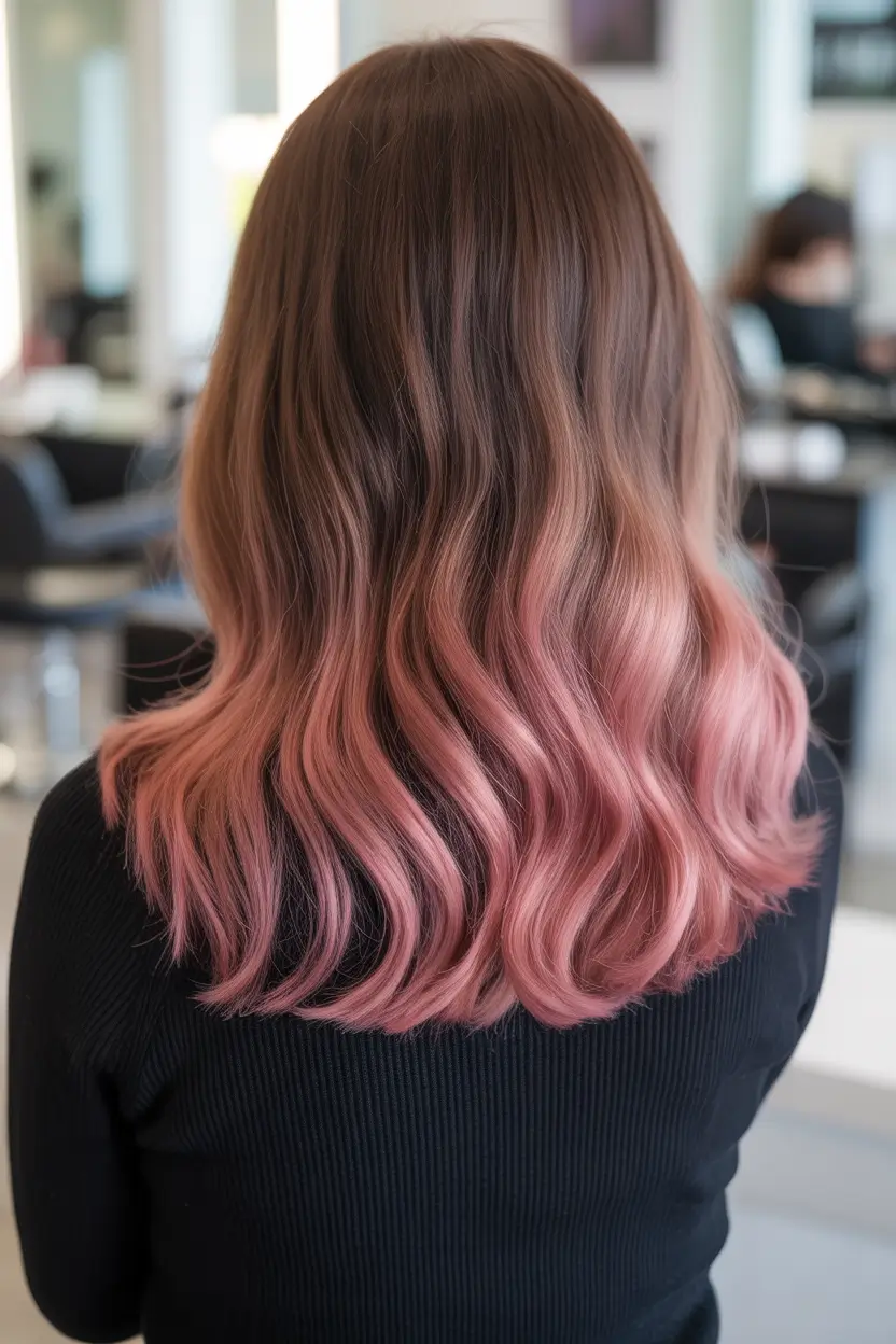 vibrant spring brunette hair color 2026 Brunette melt with soft rose dipped ends